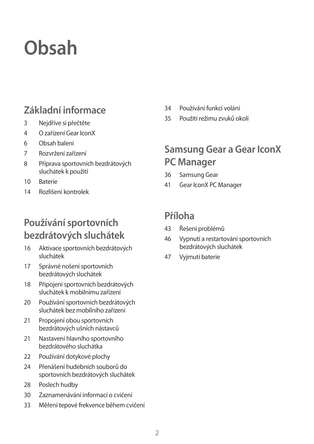 Samsung SM-R150NZWAXEZ manual Obsah 