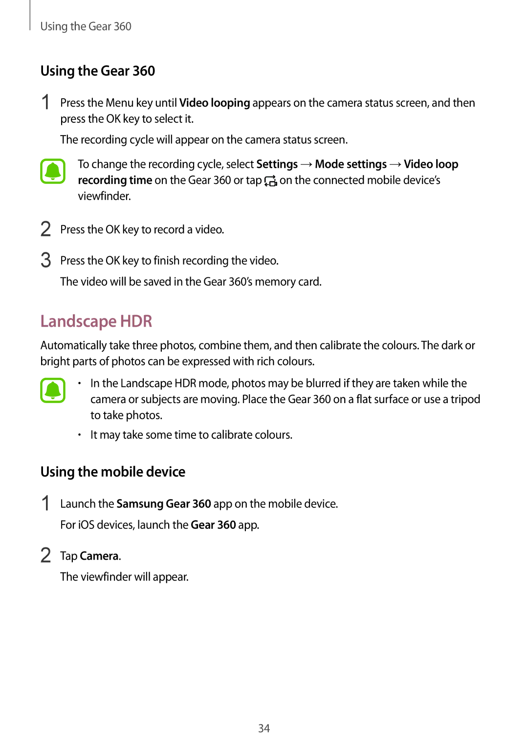 Samsung SM-R210NZWASEB, SM-R210NZWADBT, SM-R210NZWAXEF, SM-R210NZWAITV, SM-R210NZWAPHE, SM-R210NZWAXXV manual Landscape HDR 