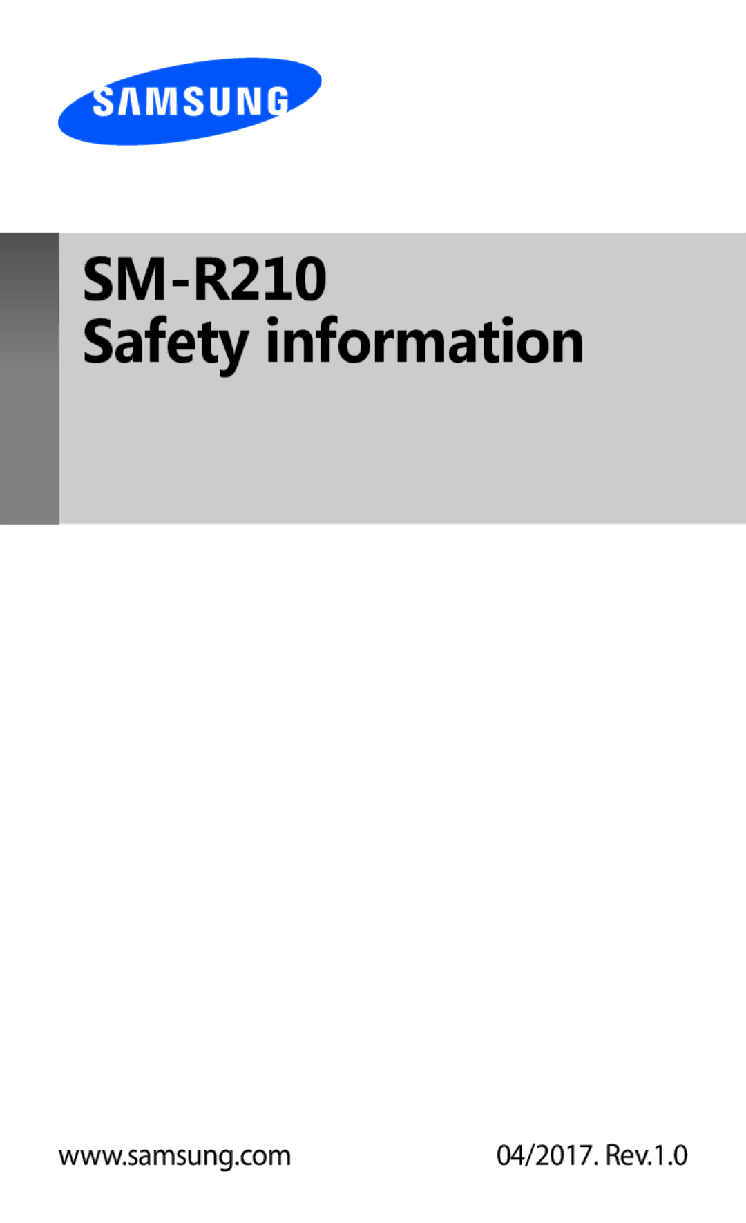 Samsung SM-R210NZWAXEF, SM-R210NZWADBT, SM-R210NZWAXJP, SM-R210NZWAITV, SM-R210NZWAPHE manual SM-R210 Safety information 