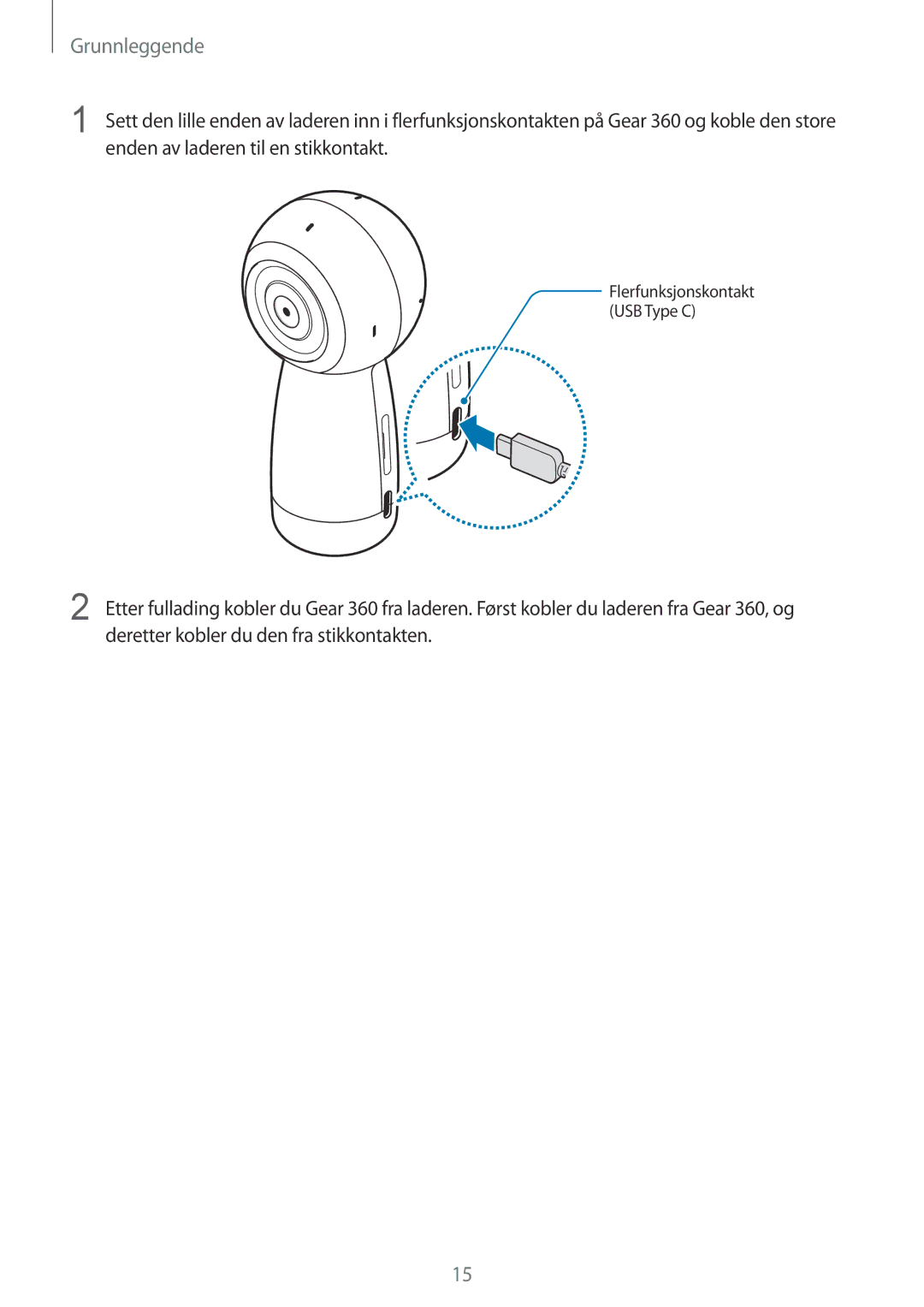 Samsung SM-R210NZWANEE manual Flerfunksjonskontakt USB Type C 