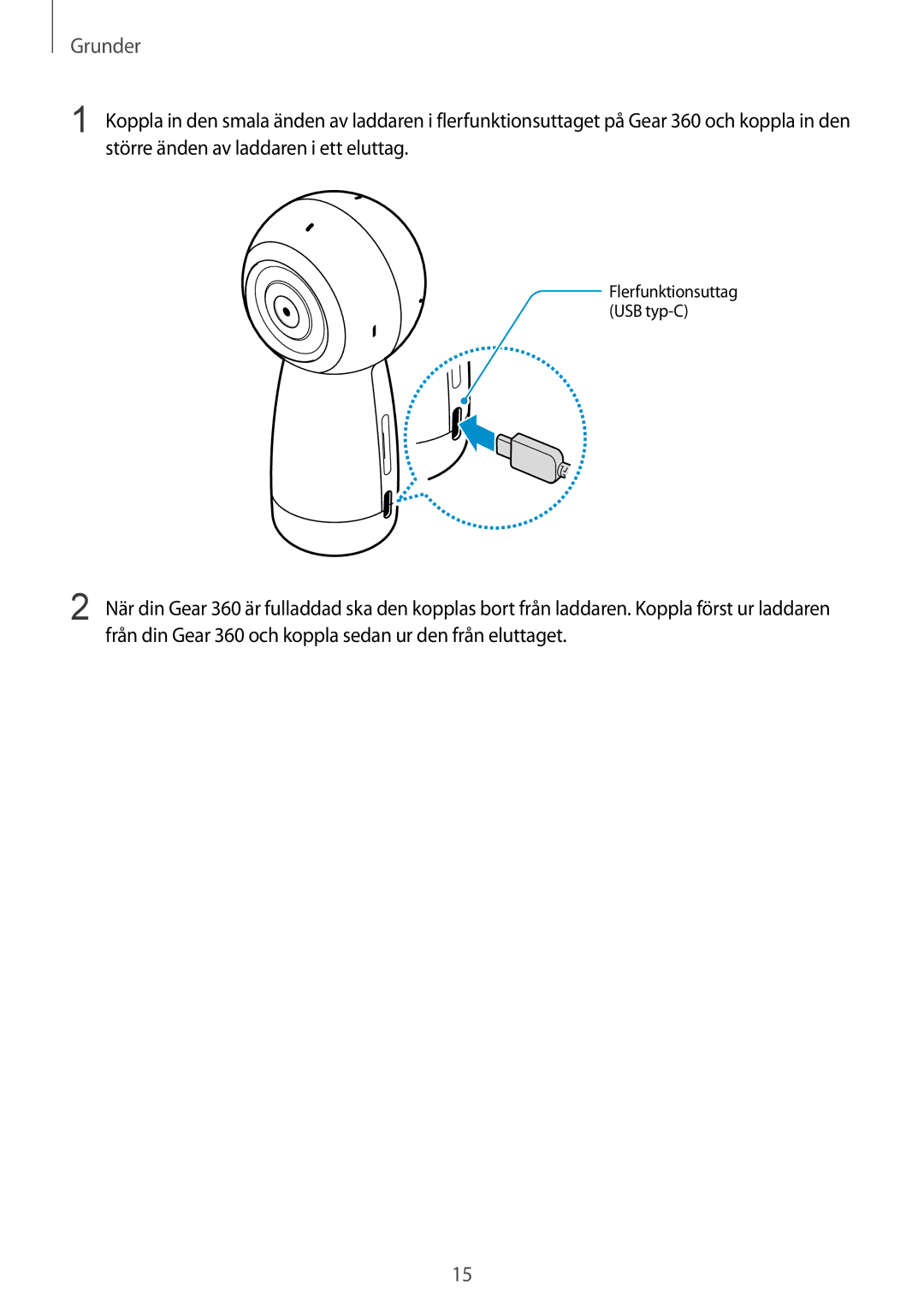 Samsung SM-R210NZWANEE manual Flerfunktionsuttag USB typ-C 