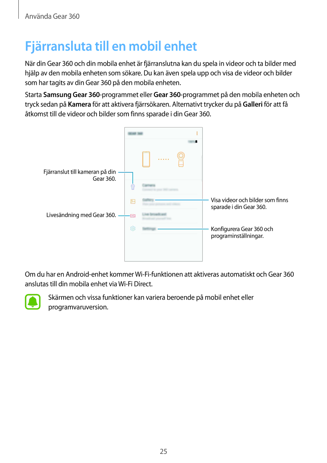 Samsung SM-R210NZWANEE manual Fjärransluta till en mobil enhet 