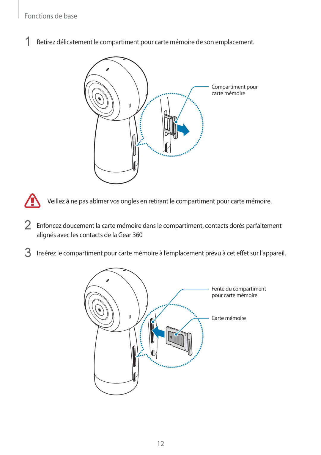 Samsung SM-R210NZWAXEF manual Alignés avec les contacts de la Gear 