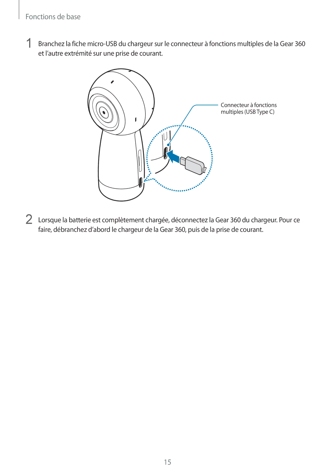 Samsung SM-R210NZWAXEF manual Connecteur à fonctions multiples USB Type C 