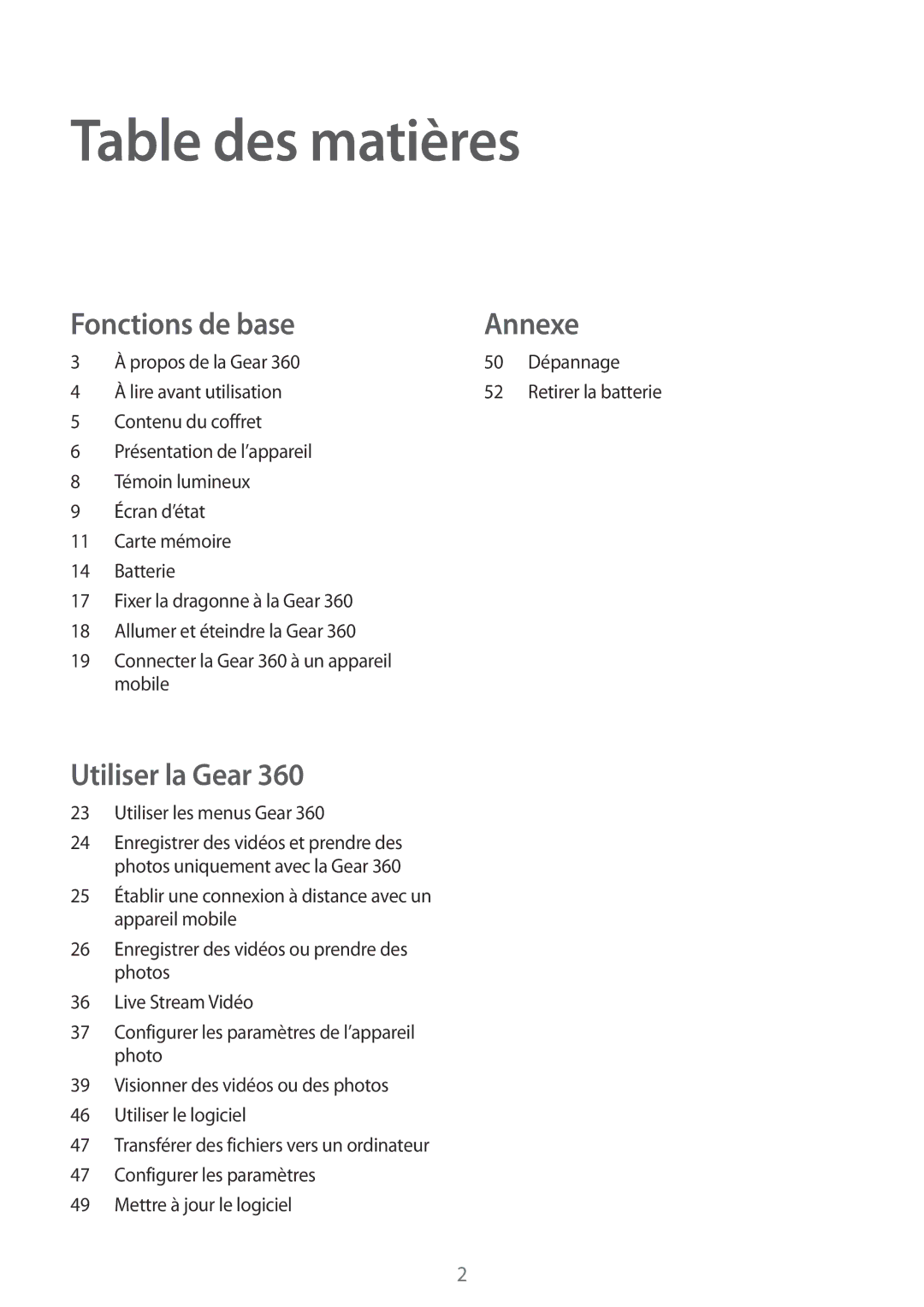 Samsung SM-R210NZWAXEF manual Table des matières 