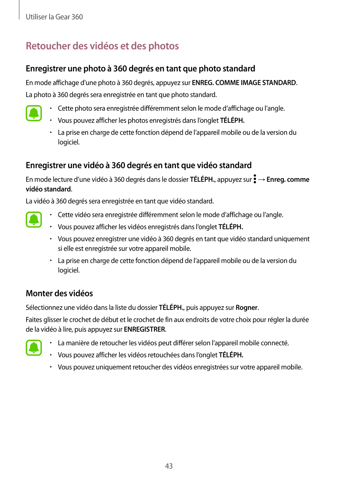 Samsung SM-R210NZWAXEF manual Retoucher des vidéos et des photos, Monter des vidéos 