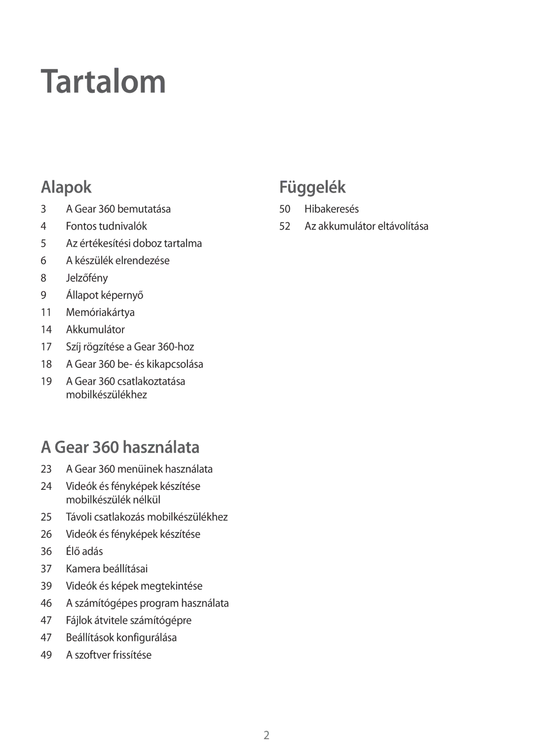 Samsung SM-R210NZWAXEH manual Tartalom 