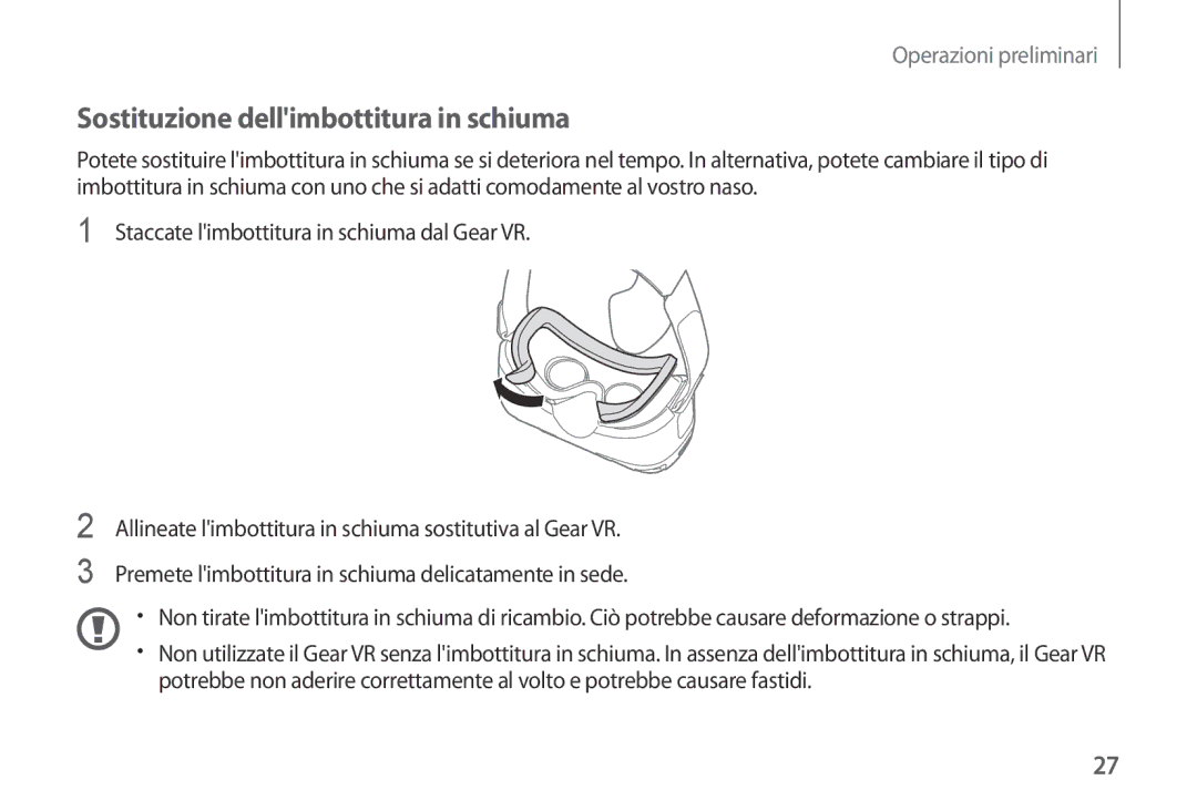 Samsung SM-R320NPWGITV, SM-R320NPWAITV manual Sostituzione dellimbottitura in schiuma 