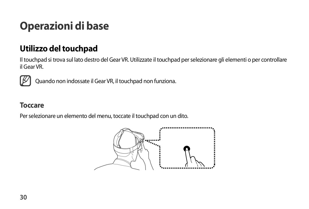 Samsung SM-R320NPWAITV, SM-R320NPWGITV manual Utilizzo del touchpad, Toccare 