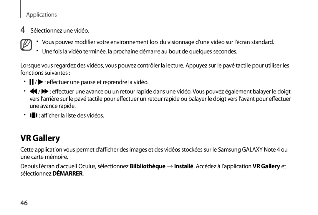 Samsung SM-R320NPWADBT, SM-R320NPWAXEF, SM-R320NPWGXEF manual VR Gallery, Sélectionnez une vidéo 