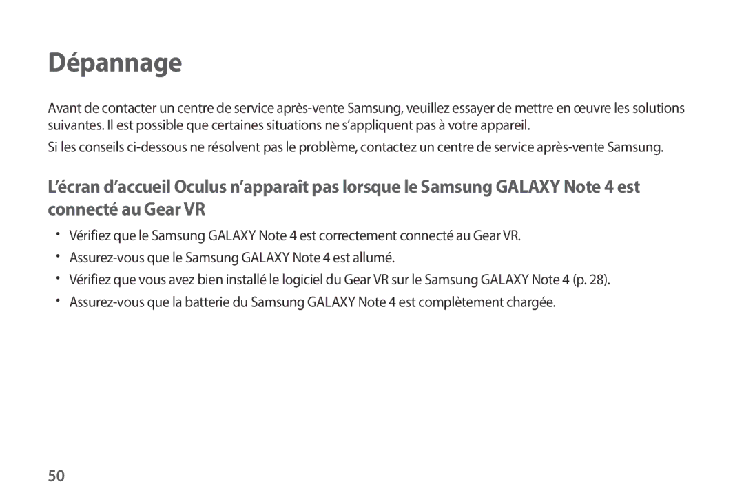 Samsung SM-R320NPWGXEF, SM-R320NPWAXEF, SM-R320NPWADBT manual Dépannage 