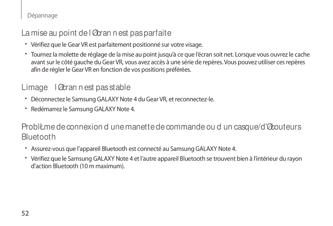 Samsung SM-R320NPWADBT, SM-R320NPWAXEF La mise au point de l’écran n’est pas parfaite, ’image à l’écran n’est pas stable 