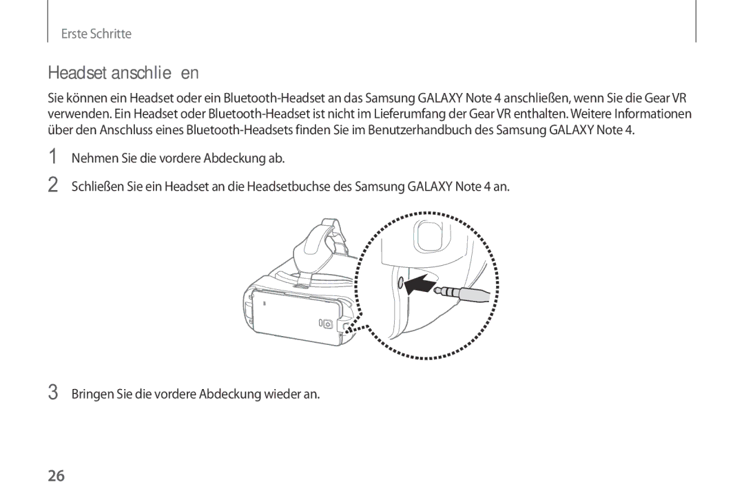 Samsung SM-R320NPWGDBT, SM-R320NPWAXEF, SM-R320NPWADBT manual Headset anschließen 