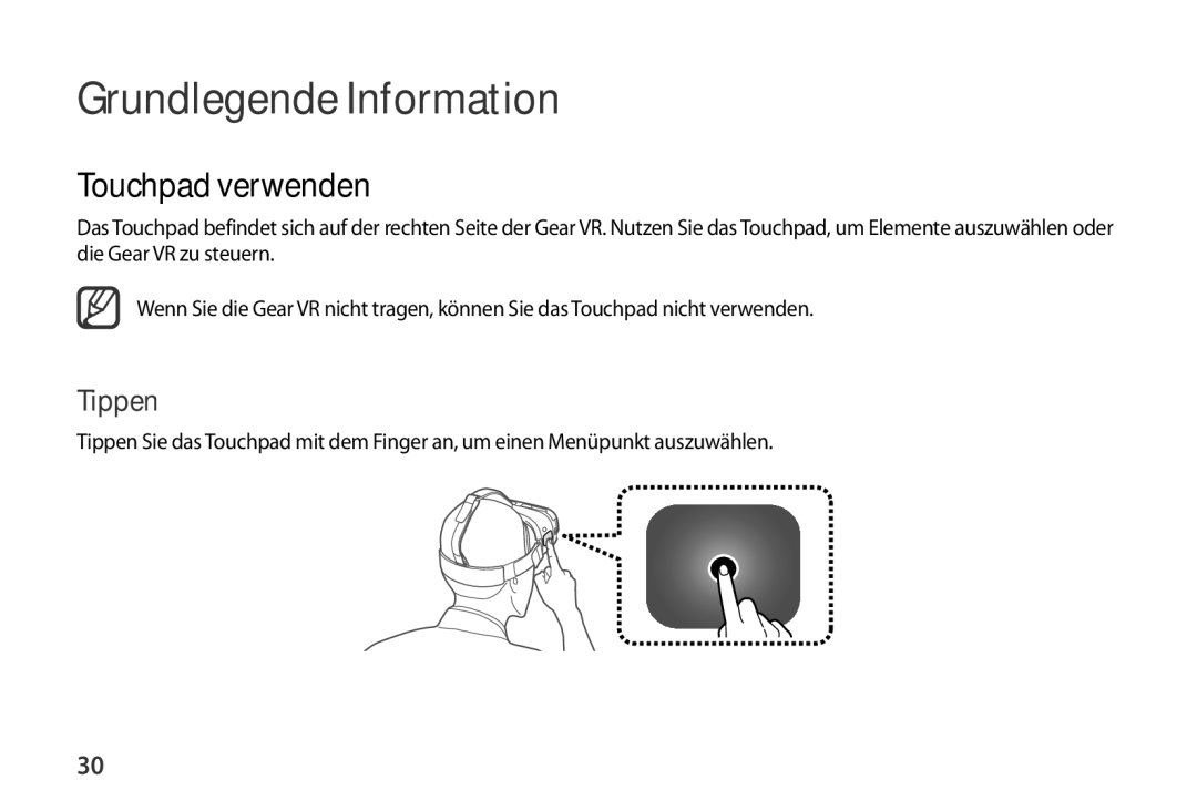 Samsung SM-R320NPWAXEF, SM-R320NPWGDBT, SM-R320NPWADBT manual Touchpad verwenden, Tippen 