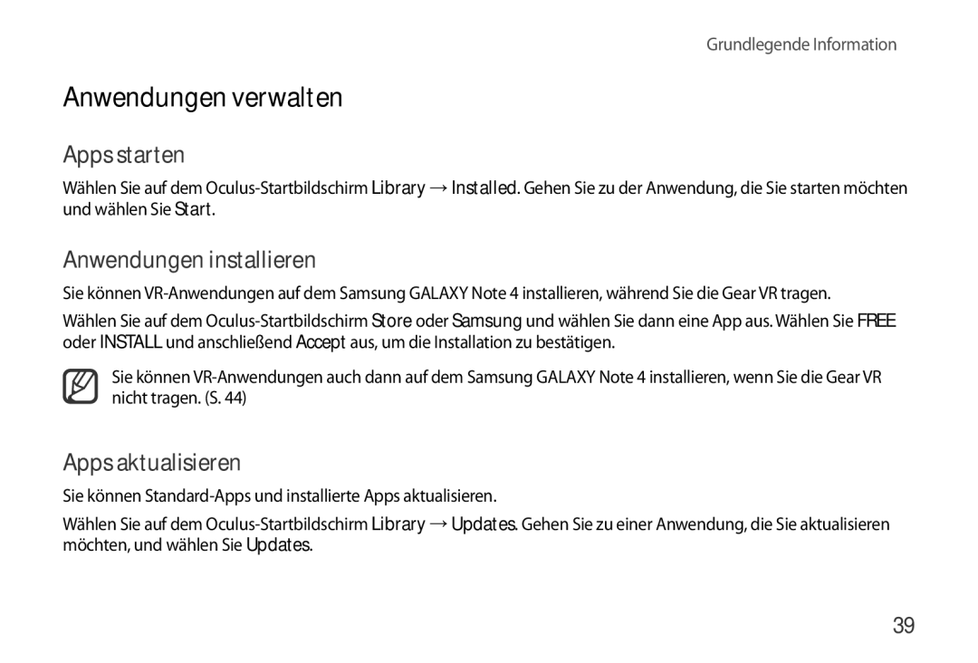 Samsung SM-R320NPWAXEF, SM-R320NPWGDBT Anwendungen verwalten, Apps starten, Anwendungen installieren, Apps aktualisieren 