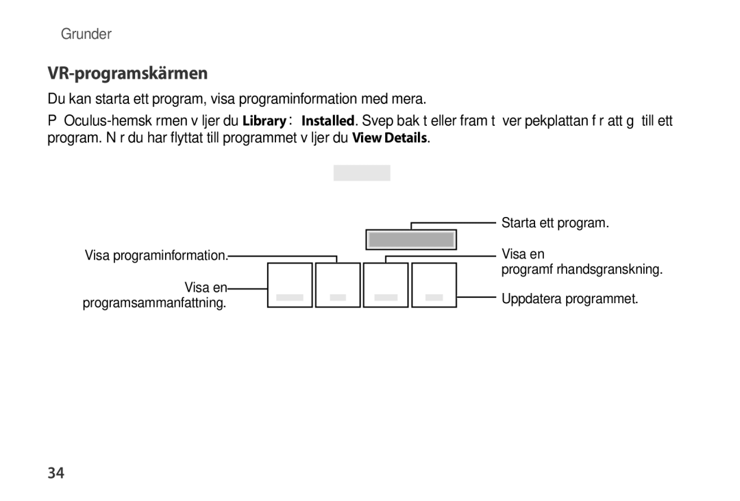 Samsung SM-R320NPWANEE, SM-R320NPWGNEE, SM-R320NZBANEE manual VR-programskärmen 