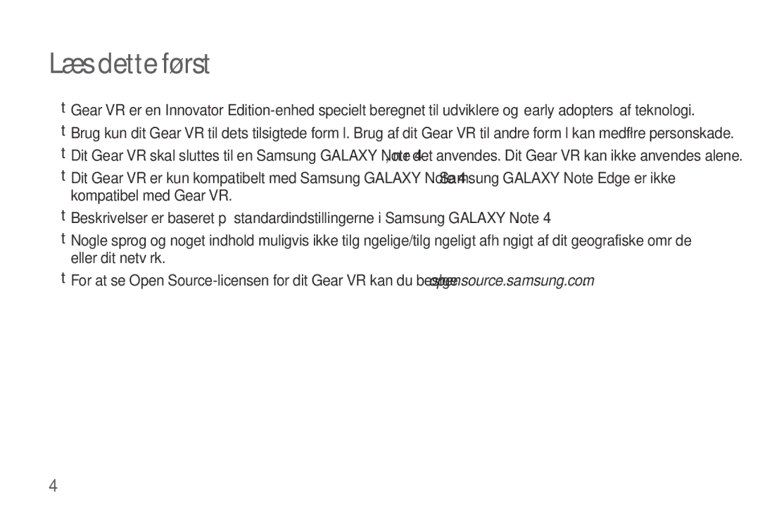 Samsung SM-R320NPWANEE, SM-R320NPWGNEE, SM-R320NZBANEE manual Læs dette først 