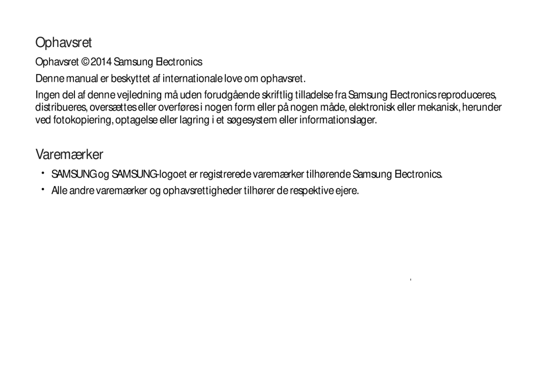 Samsung SM-R320NPWGNEE, SM-R320NZBANEE, SM-R320NPWANEE manual Ophavsret 