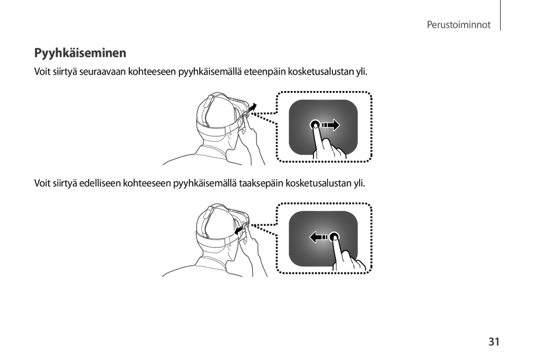 Samsung SM-R320NPWANEE, SM-R320NPWGNEE, SM-R320NZBANEE manual Pyyhkäiseminen 