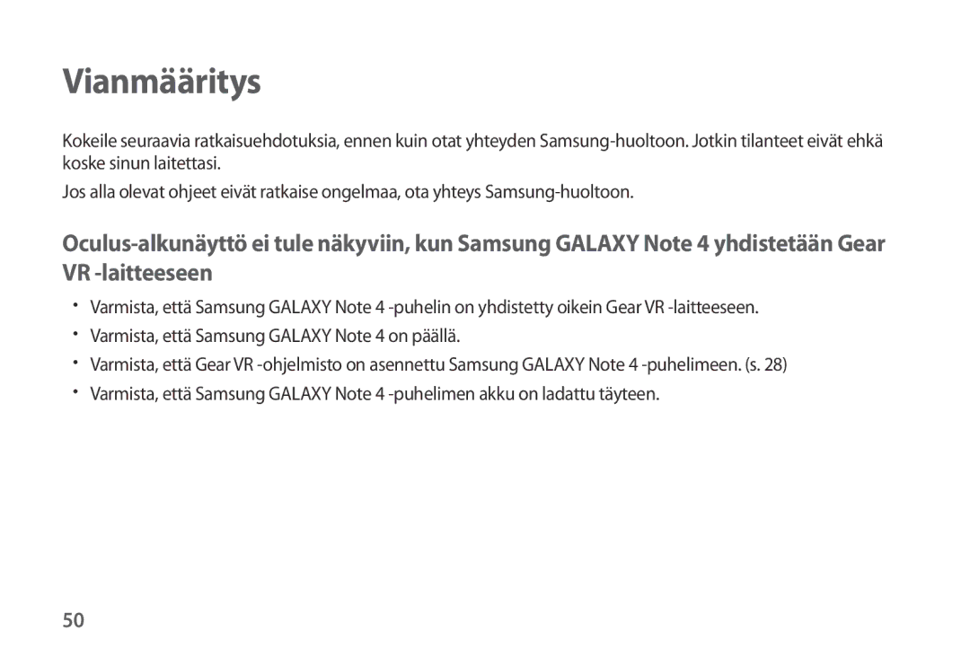 Samsung SM-R320NPWGNEE, SM-R320NZBANEE, SM-R320NPWANEE manual Vianmääritys 