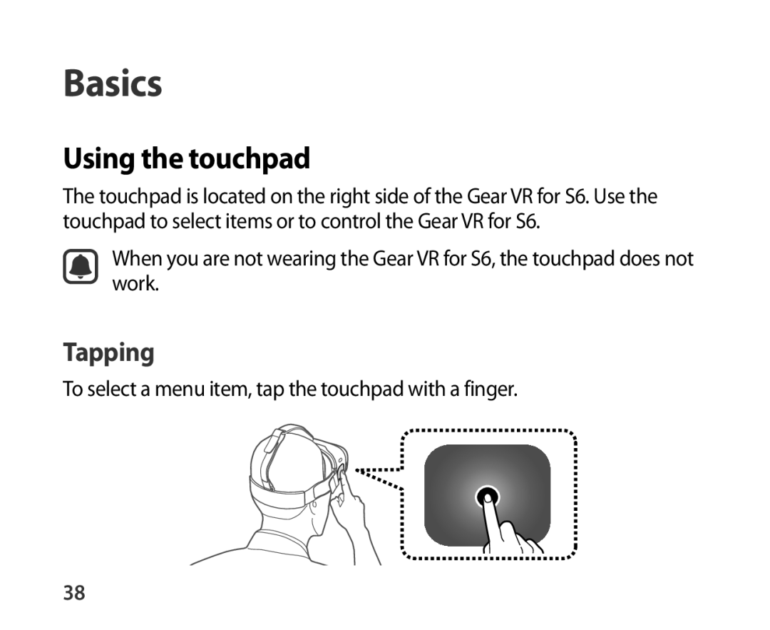 Samsung SM-R321NZWAXSK, SM-R321NZWADBT, SM-R321NZWAXEF, SM-R321NZWAITV, SM-R321NZWAPHE manual Using the touchpad, Tapping 