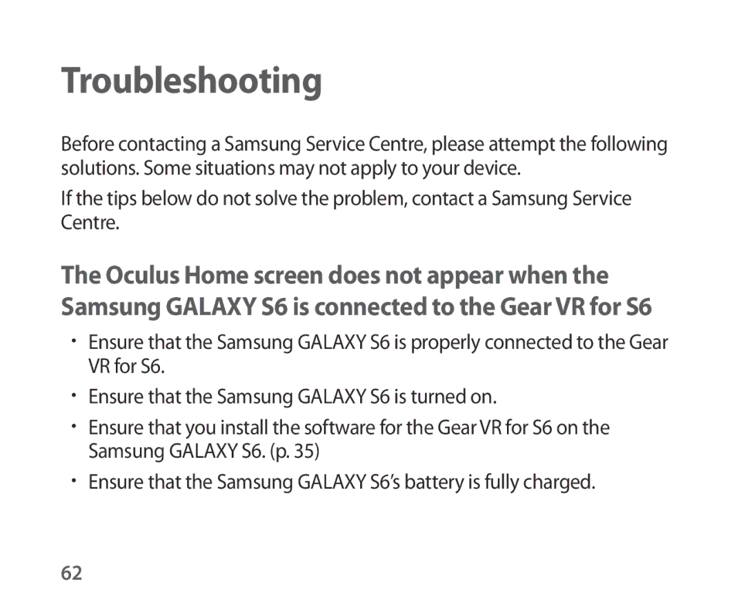 Samsung SM-R321NZWANEE, SM-R321NZWADBT, SM-R321NZWAXEF, SM-R321NZWAITV, SM-R321NZWAPHE, SM-R321NZWAKSA manual Troubleshooting 