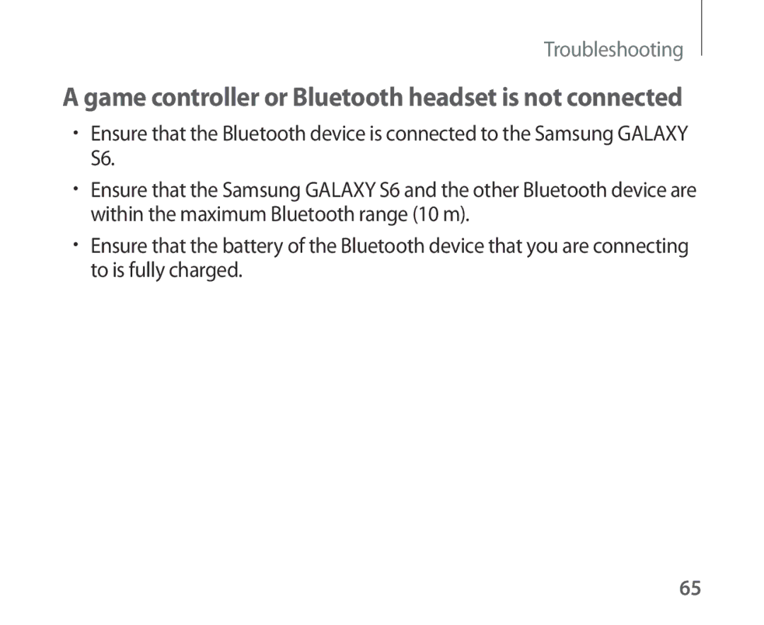 Samsung SM-R321NZWASER, SM-R321NZWADBT, SM-R321NZWAXEF, SM-R321NZWAITV Game controller or Bluetooth headset is not connected 