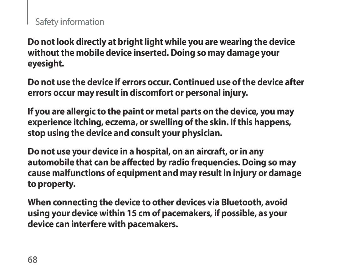 Samsung SM-R321NZWAITV, SM-R321NZWADBT, SM-R321NZWAXEF, SM-R321NZWAPHE, SM-R321NZWAKSA, SM-R321NZWAXSK manual Safety information 