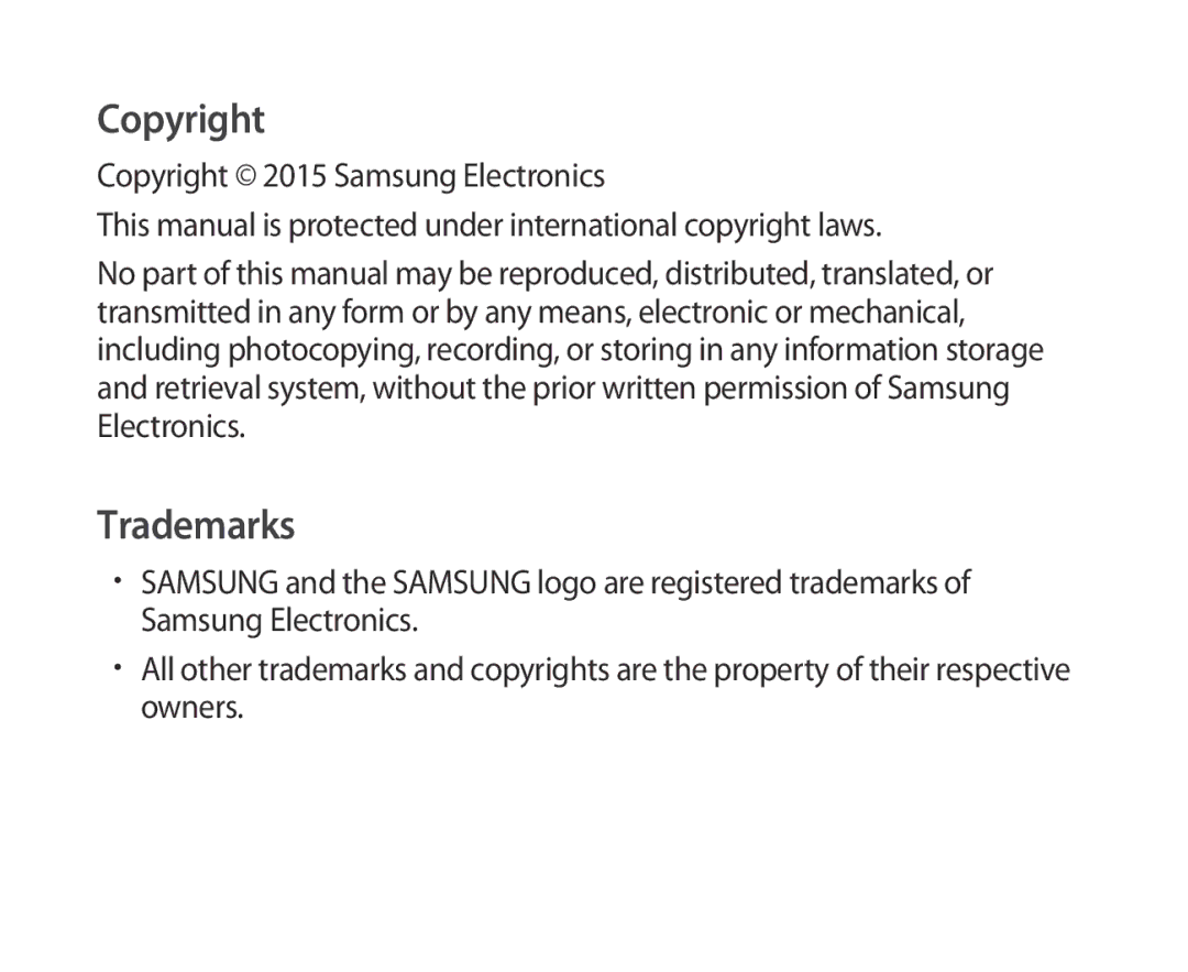 Samsung SM-R321NZWANEE, SM-R321NZWADBT, SM-R321NZWAXEF, SM-R321NZWAITV, SM-R321NZWAPHE, SM-R321NZWAKSA manual Copyright 