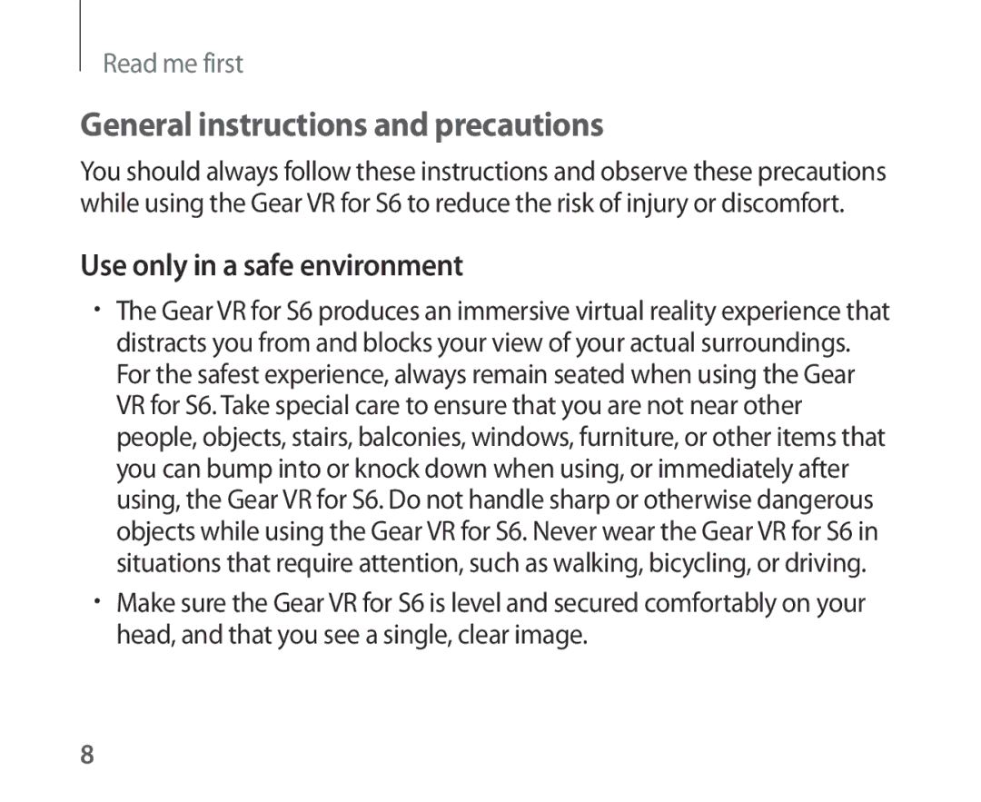 Samsung SM-R321NZWAEUR, SM-R321NZWADBT, SM-R321NZWAXEF General instructions and precautions, Use only in a safe environment 