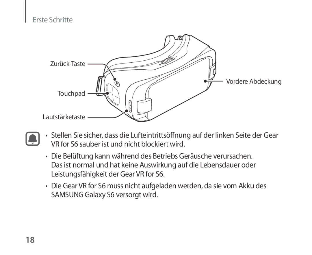 Samsung SM-R321NZWADBT manual Zurück-Taste Vordere Abdeckung Touchpad Lautstärketaste 