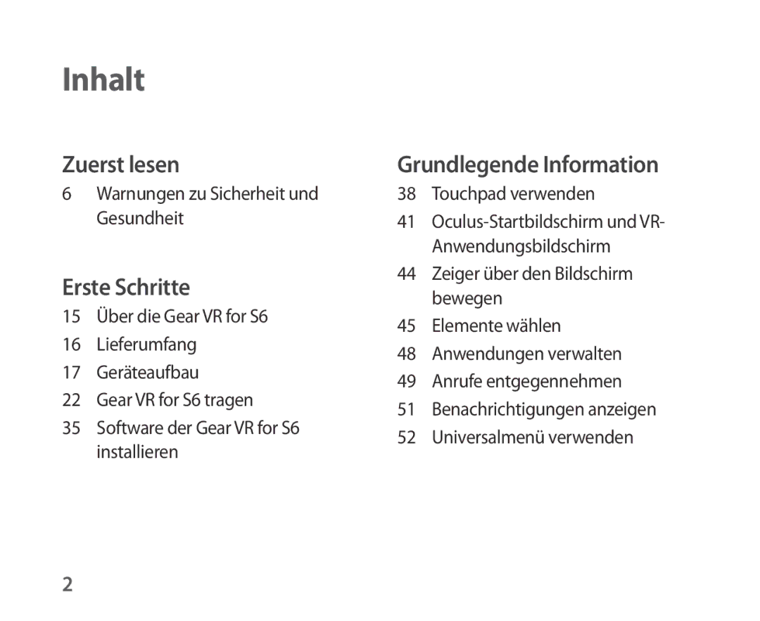 Samsung SM-R321NZWADBT manual Inhalt 