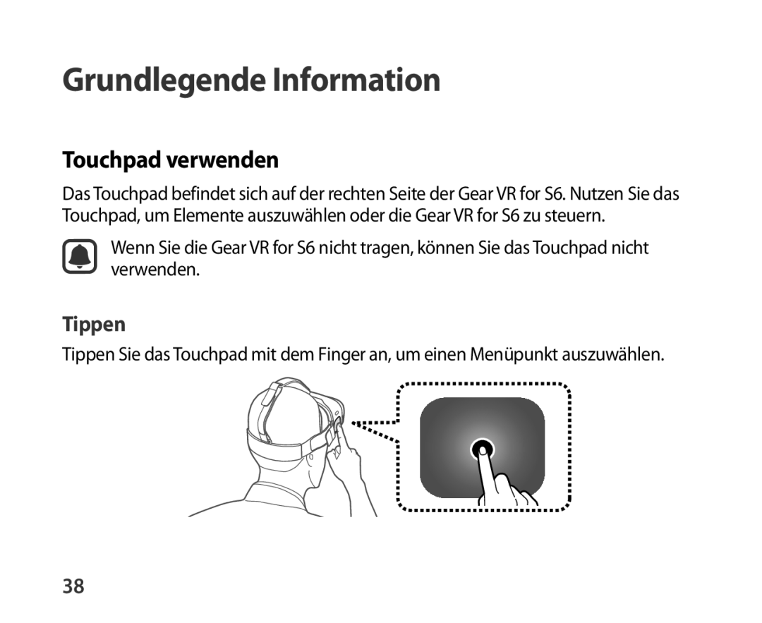 Samsung SM-R321NZWADBT manual Touchpad verwenden, Tippen 