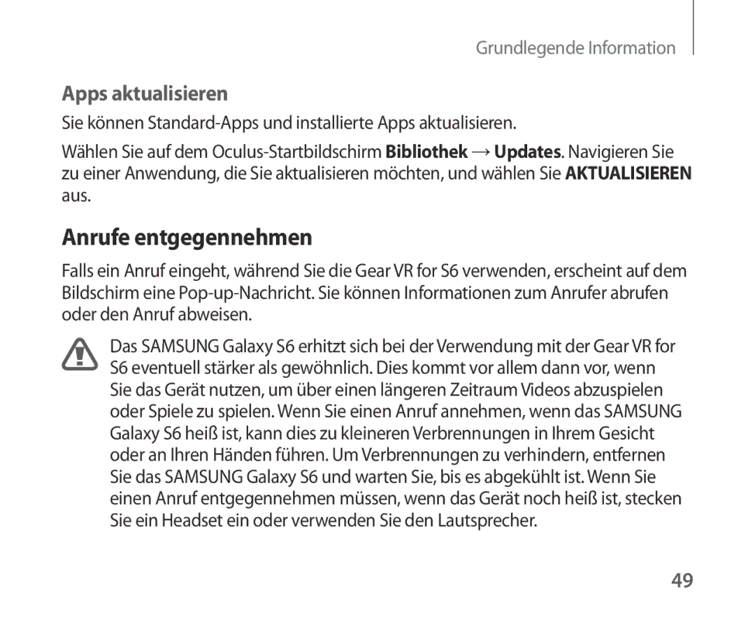 Samsung SM-R321NZWADBT manual Anrufe entgegennehmen, Apps aktualisieren 