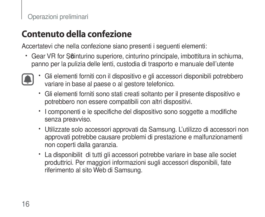 Samsung SM-R321NZWAITV manual Contenuto della confezione 