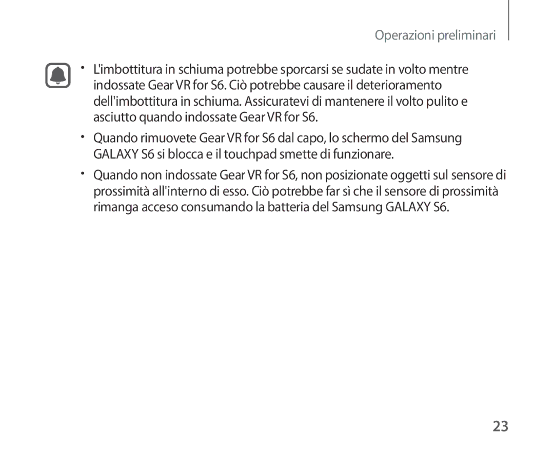 Samsung SM-R321NZWAITV manual Operazioni preliminari 