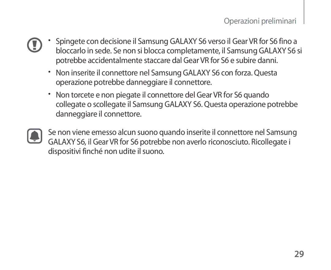 Samsung SM-R321NZWAITV manual Operazioni preliminari 