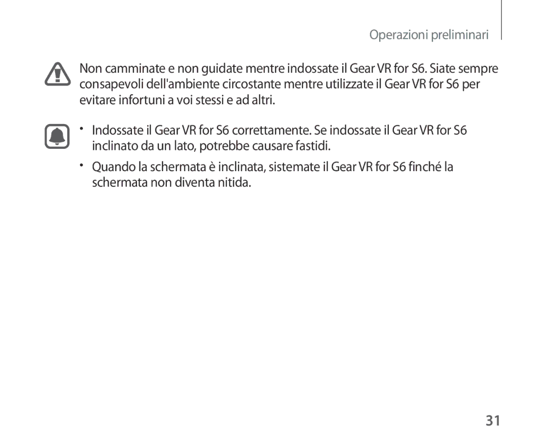 Samsung SM-R321NZWAITV manual Operazioni preliminari 