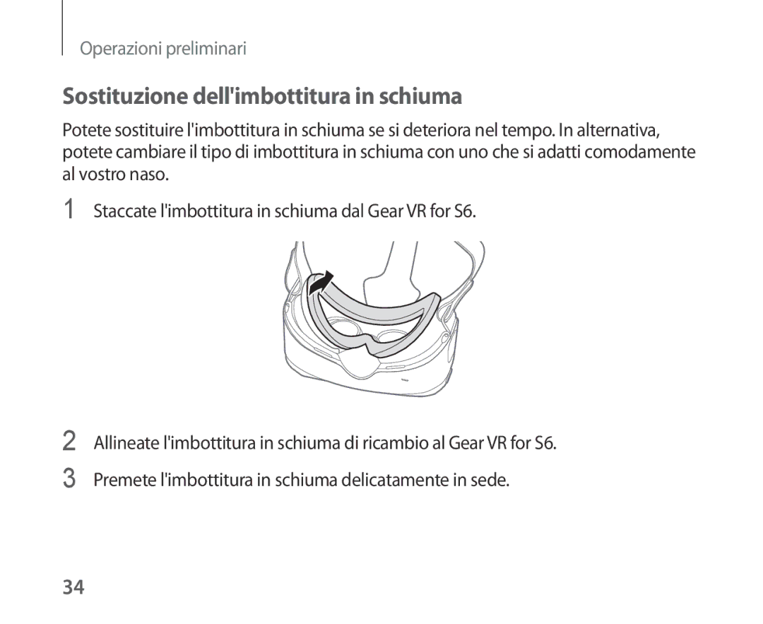 Samsung SM-R321NZWAITV manual Sostituzione dellimbottitura in schiuma 