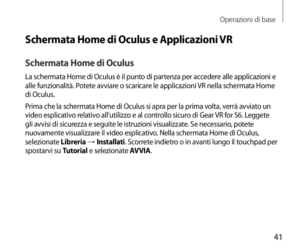 Samsung SM-R321NZWAITV manual Schermata Home di Oculus e Applicazioni VR 