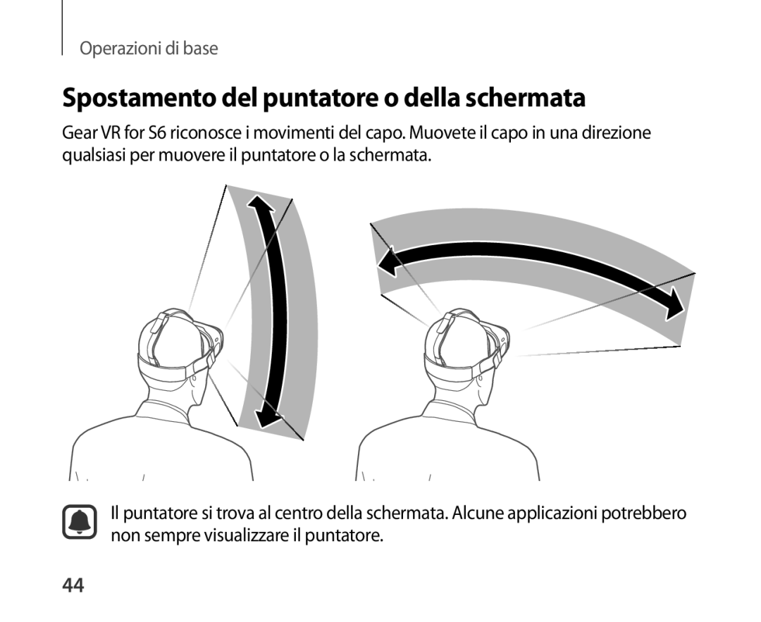 Samsung SM-R321NZWAITV manual Spostamento del puntatore o della schermata 