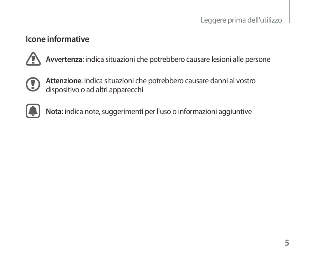 Samsung SM-R321NZWAITV manual Icone informative 