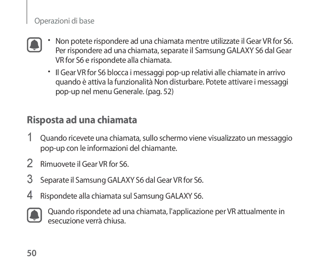 Samsung SM-R321NZWAITV manual Risposta ad una chiamata 