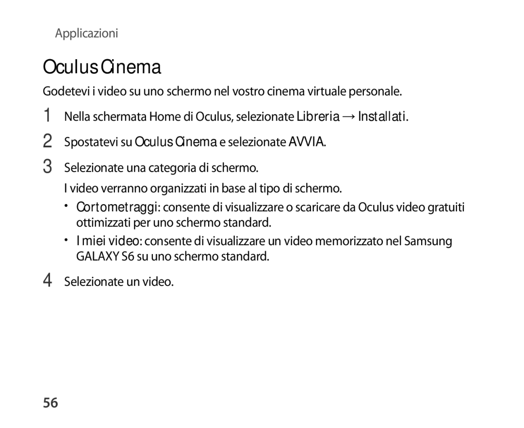 Samsung SM-R321NZWAITV manual Oculus Cinema 