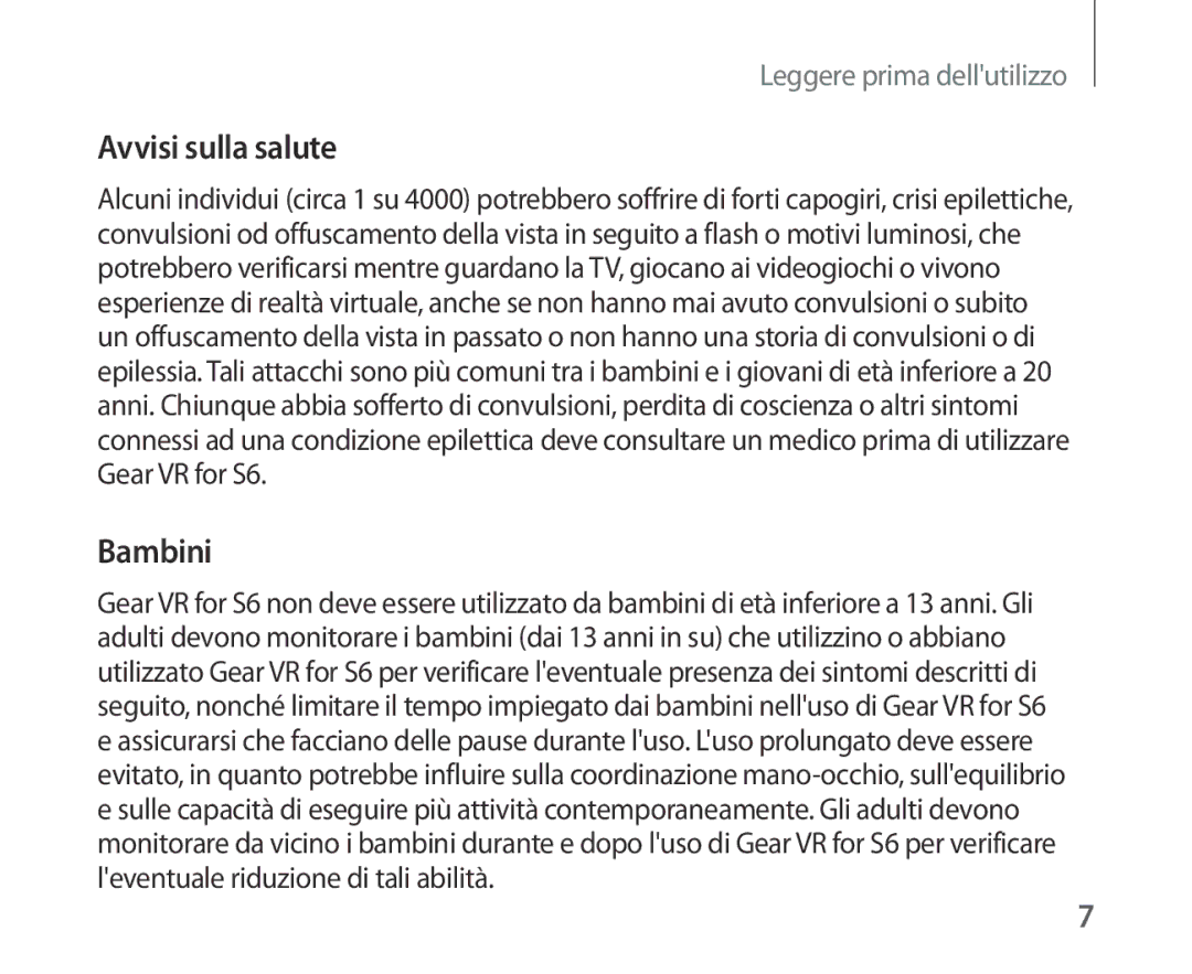 Samsung SM-R321NZWAITV manual Avvisi sulla salute 