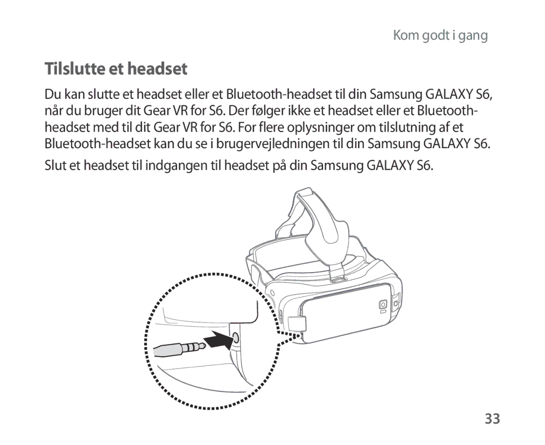 Samsung SM-R321NZWANEE manual Tilslutte et headset 