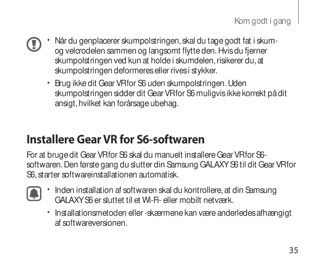 Samsung SM-R321NZWANEE manual Installere Gear VR for S6-softwaren 