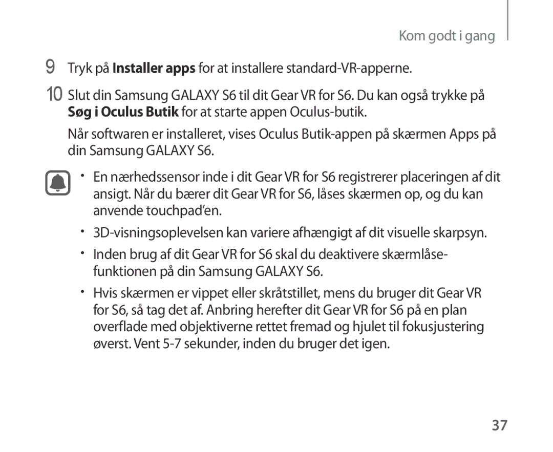 Samsung SM-R321NZWANEE manual Kom godt i gang 