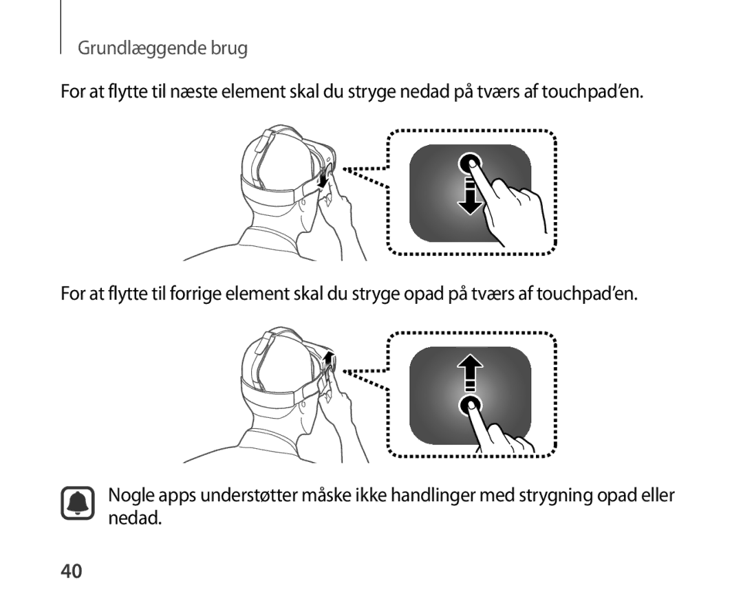 Samsung SM-R321NZWANEE manual Grundlæggende brug 