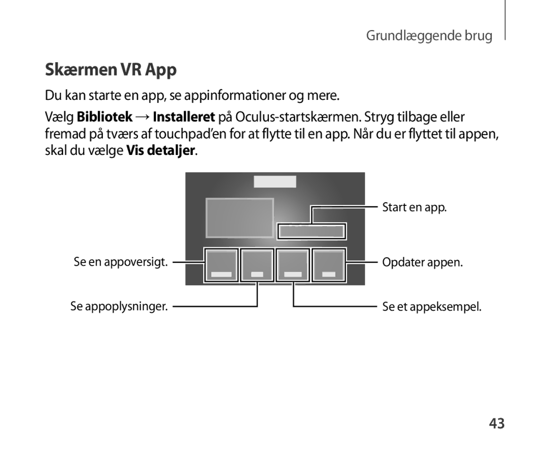 Samsung SM-R321NZWANEE manual Skærmen VR App 